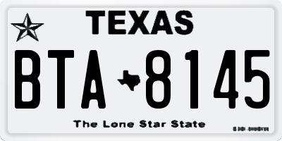 TX license plate BTA8145