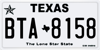 TX license plate BTA8158