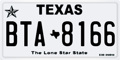 TX license plate BTA8166