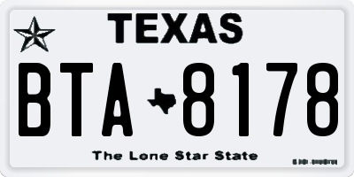 TX license plate BTA8178