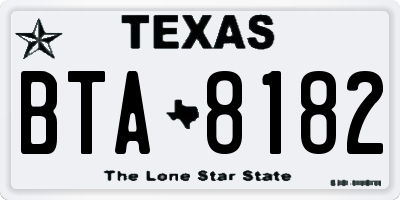 TX license plate BTA8182