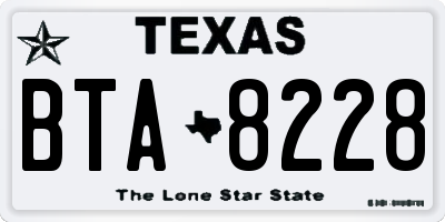 TX license plate BTA8228