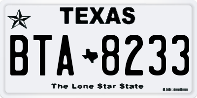 TX license plate BTA8233