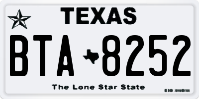 TX license plate BTA8252
