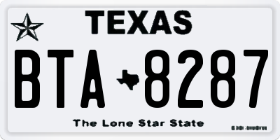 TX license plate BTA8287