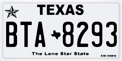 TX license plate BTA8293