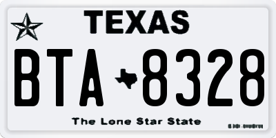 TX license plate BTA8328