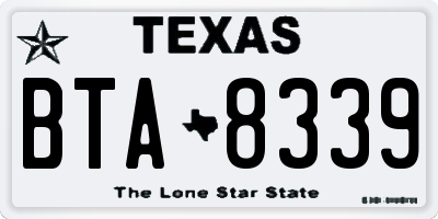 TX license plate BTA8339