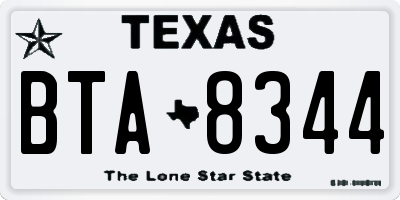 TX license plate BTA8344