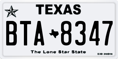TX license plate BTA8347