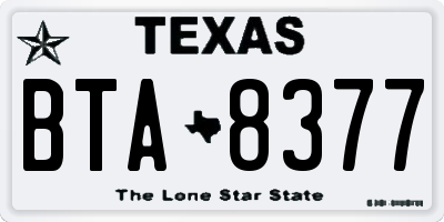 TX license plate BTA8377