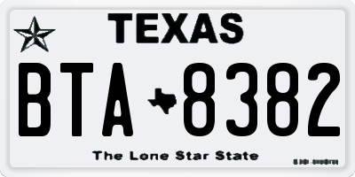 TX license plate BTA8382