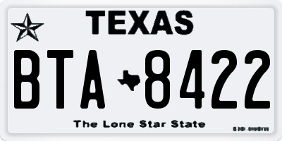 TX license plate BTA8422