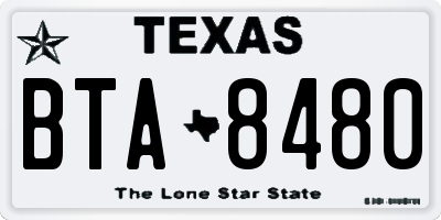 TX license plate BTA8480