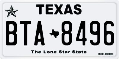 TX license plate BTA8496