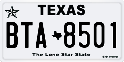 TX license plate BTA8501