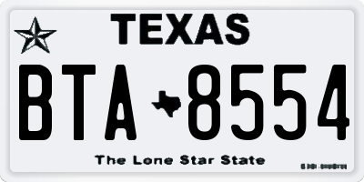 TX license plate BTA8554