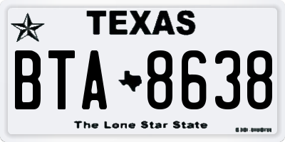 TX license plate BTA8638