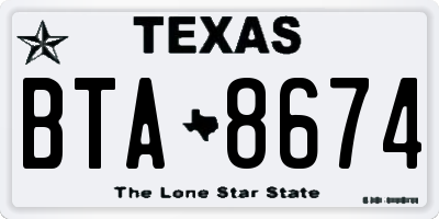 TX license plate BTA8674