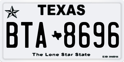 TX license plate BTA8696