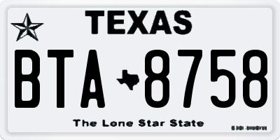 TX license plate BTA8758