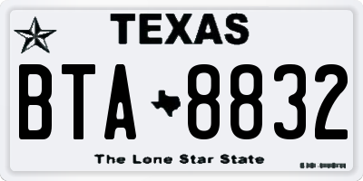 TX license plate BTA8832
