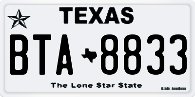 TX license plate BTA8833