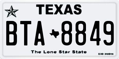 TX license plate BTA8849