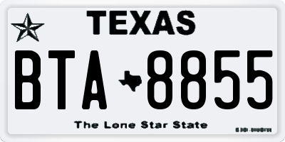 TX license plate BTA8855