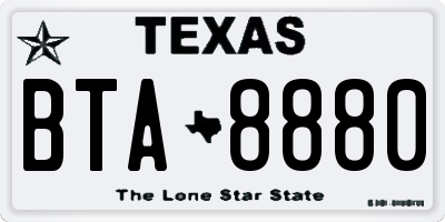 TX license plate BTA8880