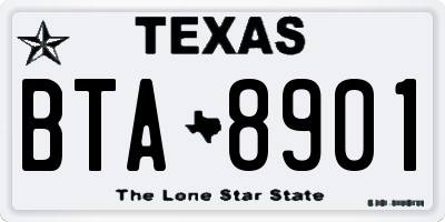 TX license plate BTA8901