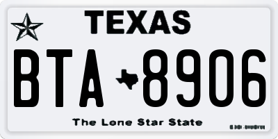 TX license plate BTA8906