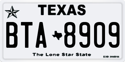 TX license plate BTA8909