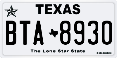 TX license plate BTA8930