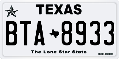 TX license plate BTA8933