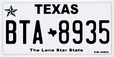 TX license plate BTA8935