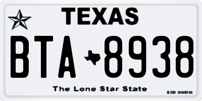 TX license plate BTA8938