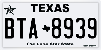 TX license plate BTA8939