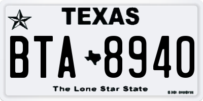 TX license plate BTA8940