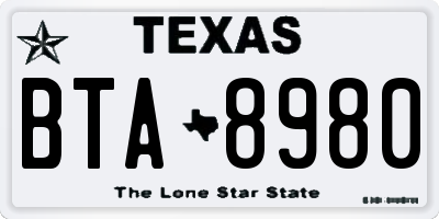 TX license plate BTA8980