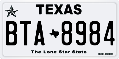 TX license plate BTA8984
