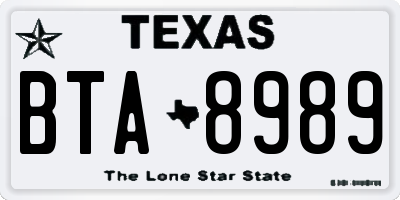 TX license plate BTA8989