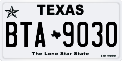 TX license plate BTA9030