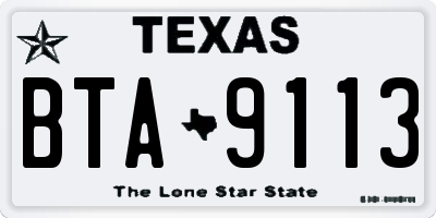 TX license plate BTA9113