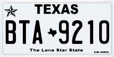 TX license plate BTA9210