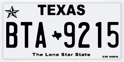 TX license plate BTA9215