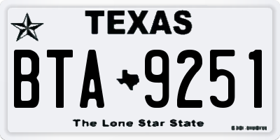 TX license plate BTA9251