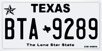 TX license plate BTA9289