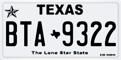 TX license plate BTA9322