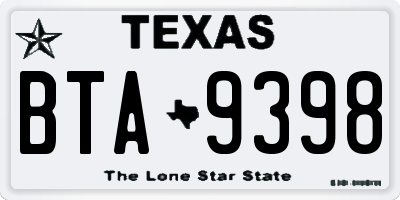 TX license plate BTA9398